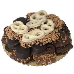 24 pieces of premium chocolate dipped pretzels, Oreos, and Nutter Butter cookies platter from shiva.com.