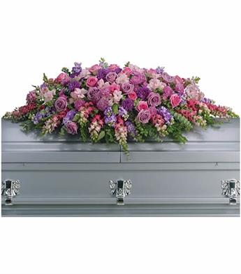 Sympathy Flowers - Casket Spray - Heartfelt Lavender Tribute Casket Spray