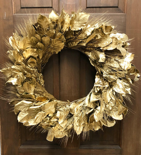 Gold Salal & Wheat Wreath