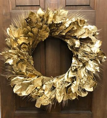 Gold Salal & Wheat Wreath